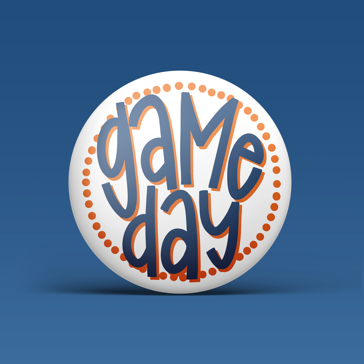 Polka Dots Button - Navy & Orange