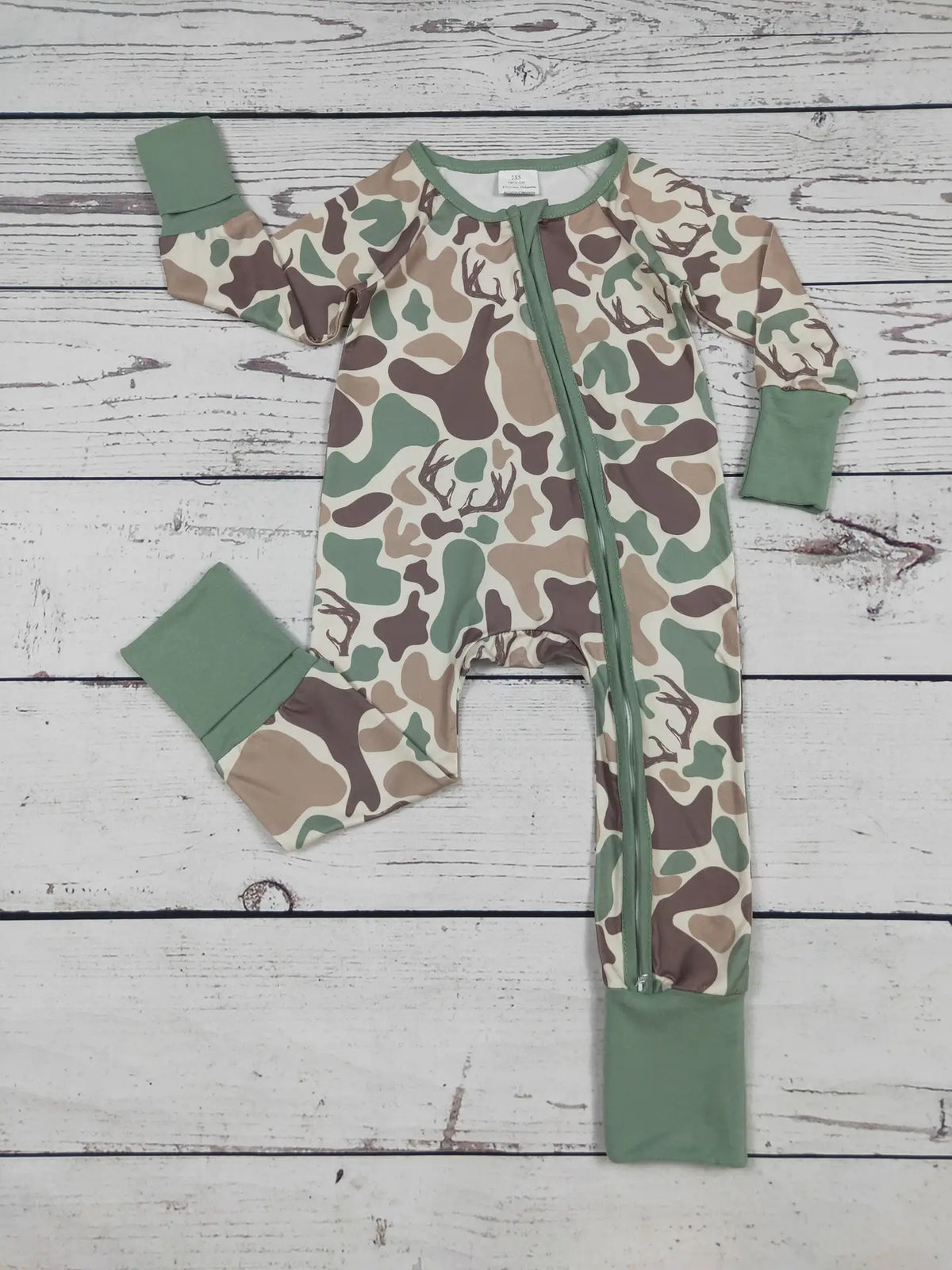 Deer Hunting Camouflage Printed Baby Boy Zippy