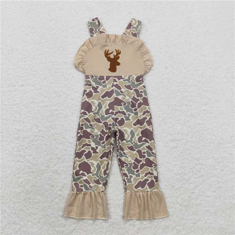 Little Girls Camo Deer Patch Overalls
