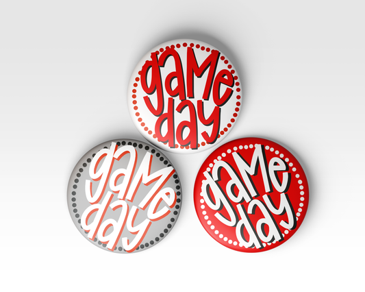 Polka Dot Game Day Button - Red