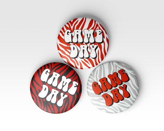 Zebra Game Day Button - Red