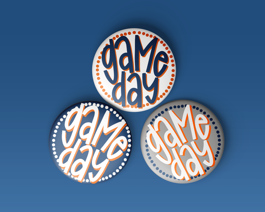 Polka Dots Button - Navy & Orange