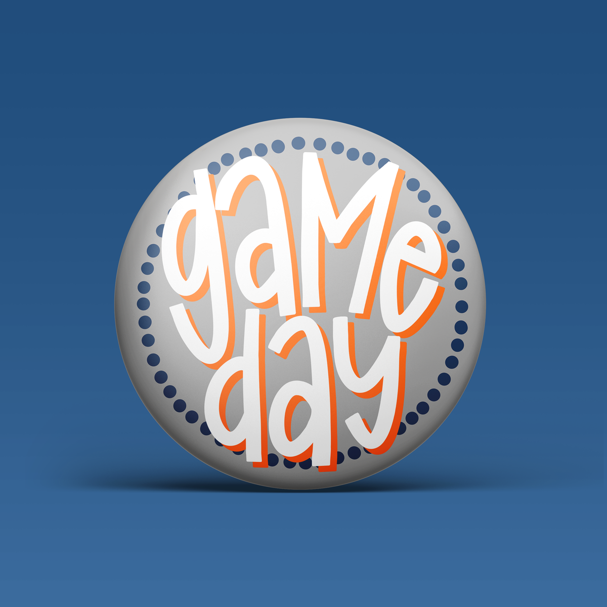 Polka Dots Button - Navy & Orange