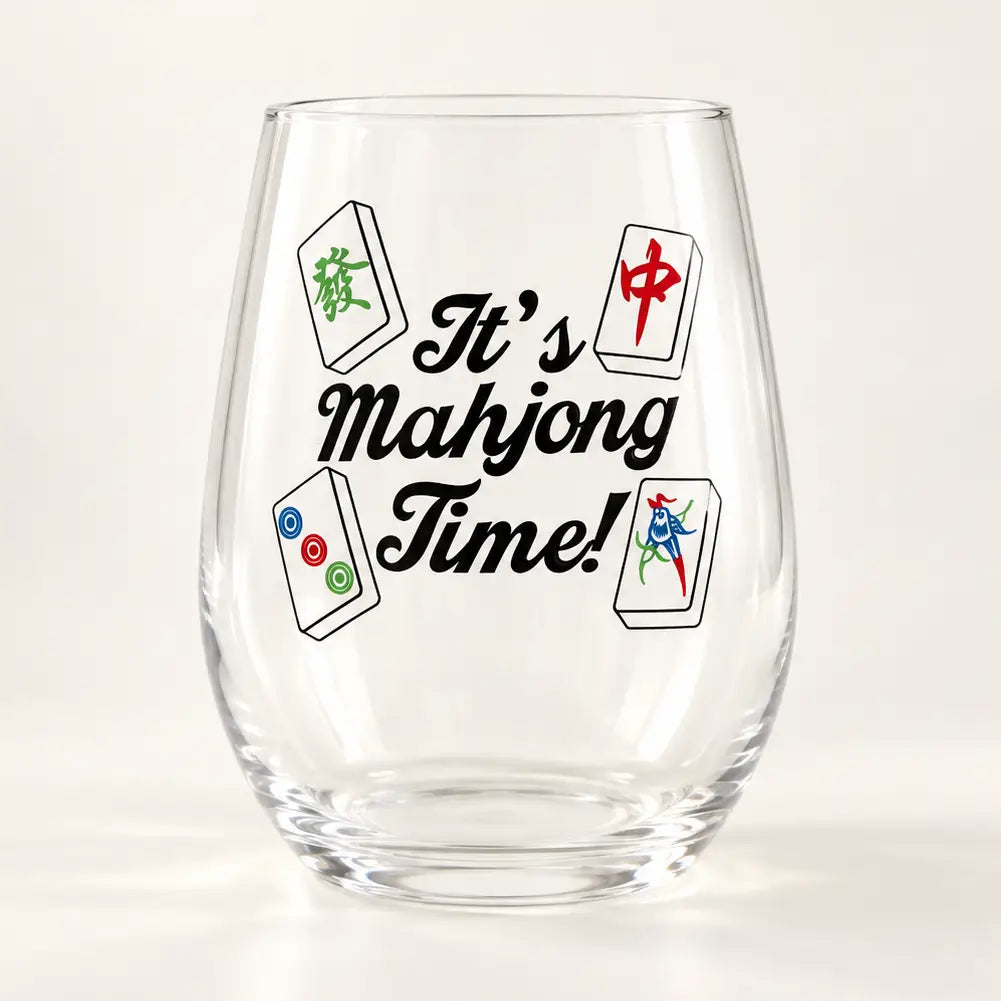 It's Mahjong Time Acrylic Wine Glass | Game Night Cup