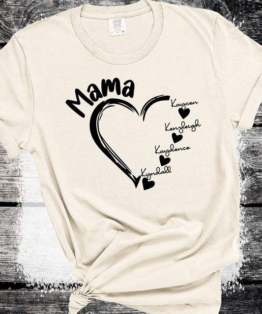 Personalized Mama Heart Tee