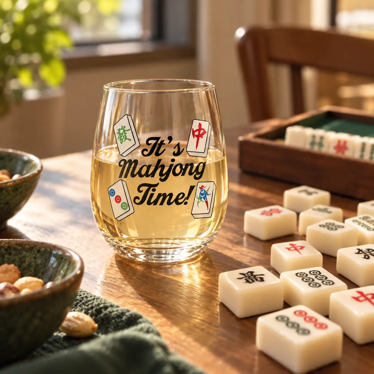 It's Mahjong Time Acrylic Wine Glass | Game Night Cup