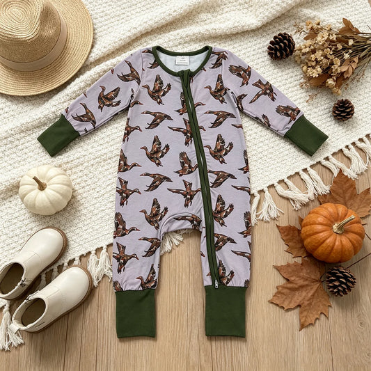 Little Hunter Boys’ Camo Duck Print 2-Way Zip Convertible Romper 🦆