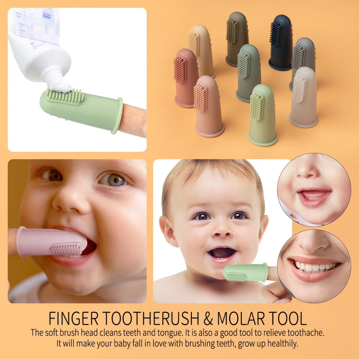 TYRY.HU 3pcs Baby Finger Toothbrush Soft Cleaning Toothbrush for Kids, BPA Free Oral Health Care for Infants, Gentle Protection for Babies