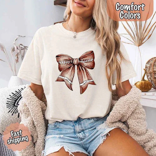 Vintage Football Bow Game Day Tee