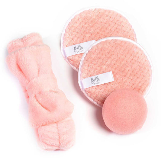 Freshy Face Set in Pink | Bow Headband, Konjac Sponge & Cleansing Pads Face Cleansing Kit Set