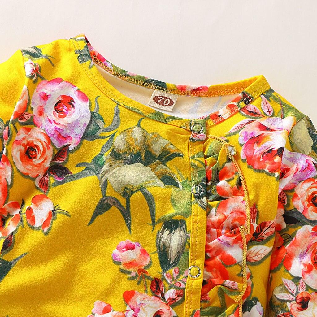 Modern Floral Newborn Baby Girl Romper with Bow Headband