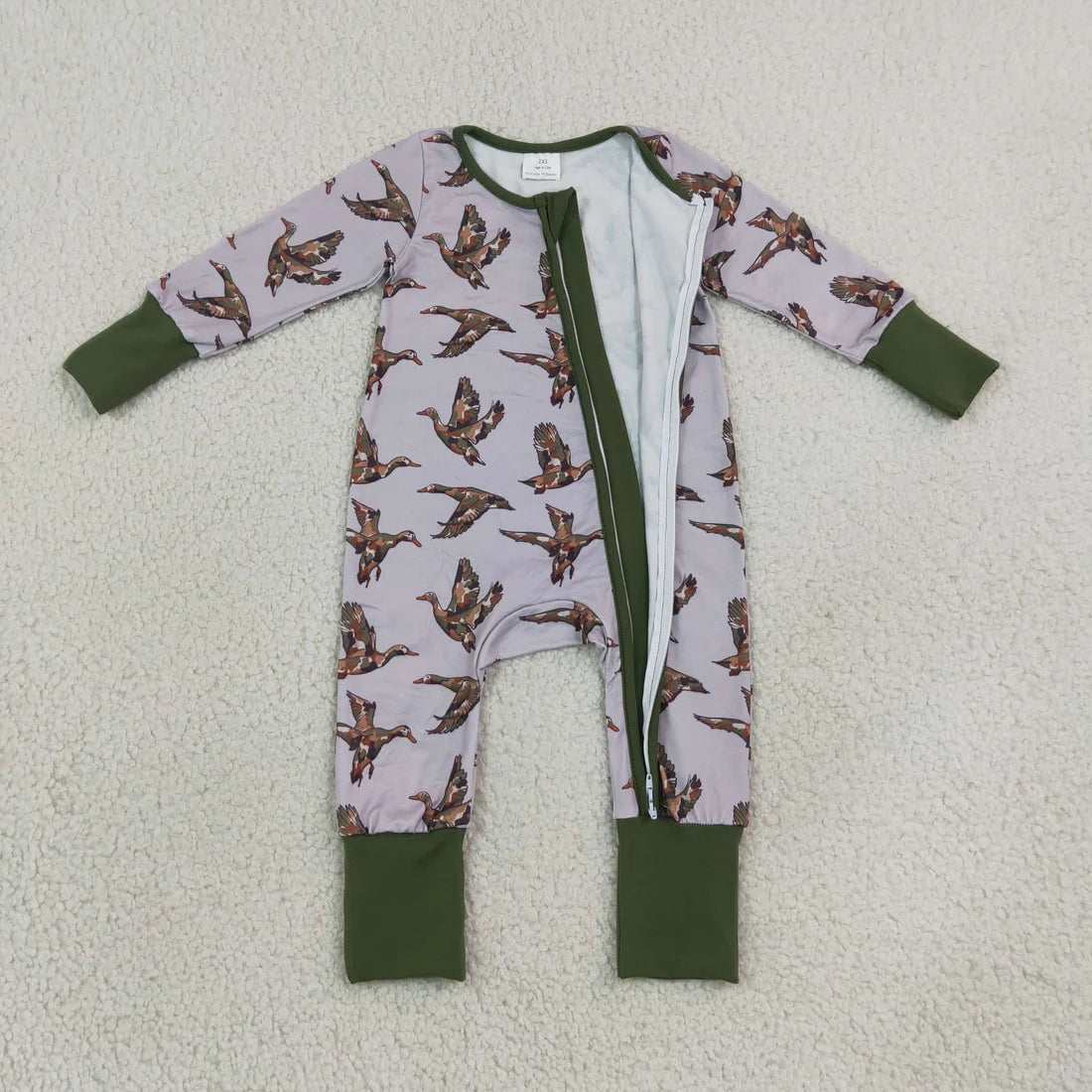 Little Hunter Boys’ Camo Duck Print 2-Way Zip Convertible Romper 🦆