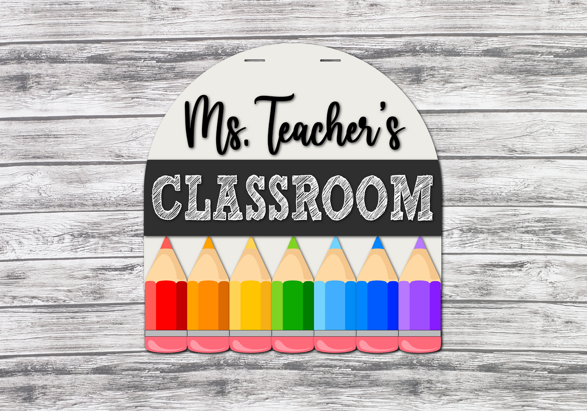 Personalized Teacher Classroom Colored Pencils Door Hanger DIY Unfinished Kit