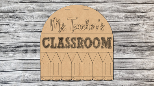 Personalized Teacher Classroom Colored Pencils Door Hanger DIY Unfinished Kit