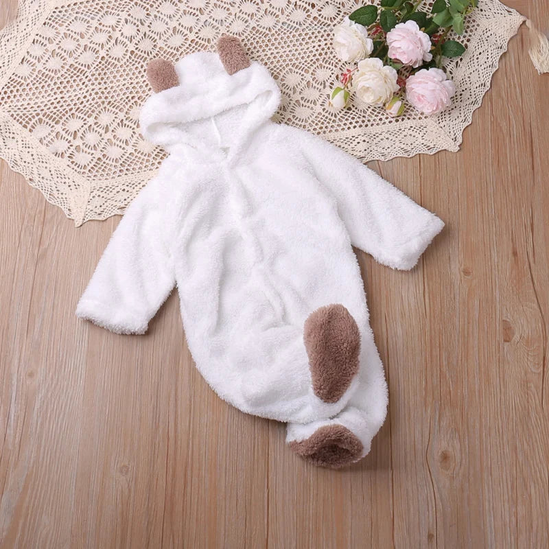 Humor Bear Autumn Cartoon Style Winter Long Sleeve Baby Romper