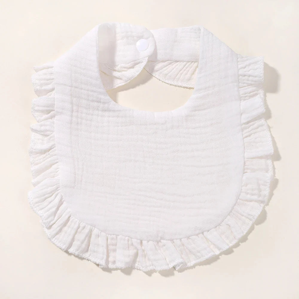 Newborn Baby Bibs & Burp Cloths | Solid Color Toddler Bandana Feeding Bibs, Ruffle Saliva Towel for Drool, Baby Accessories