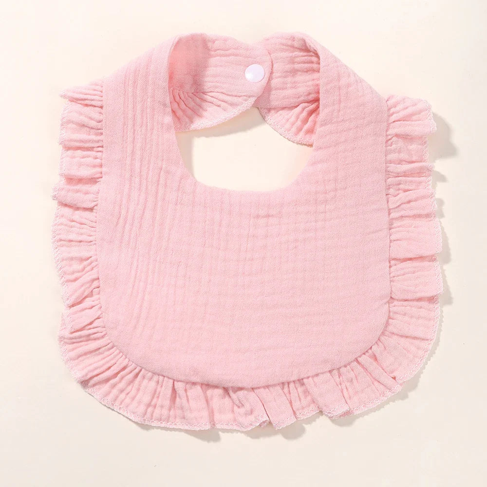 Newborn Baby Bibs & Burp Cloths | Solid Color Toddler Bandana Feeding Bibs, Ruffle Saliva Towel for Drool, Baby Accessories