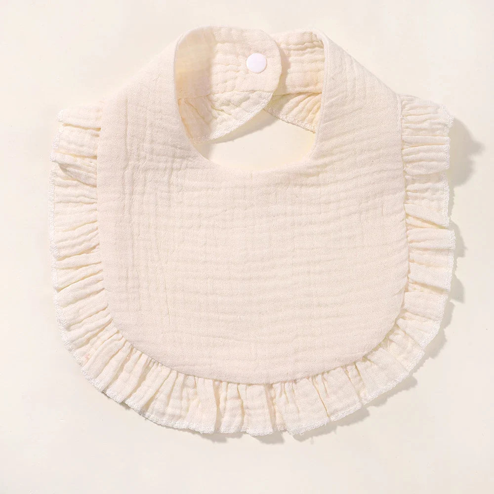 Newborn Baby Bibs & Burp Cloths | Solid Color Toddler Bandana Feeding Bibs, Ruffle Saliva Towel for Drool, Baby Accessories