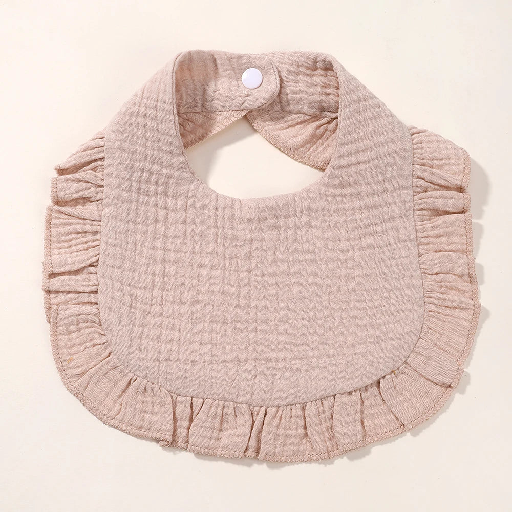 Newborn Baby Bibs & Burp Cloths | Solid Color Toddler Bandana Feeding Bibs, Ruffle Saliva Towel for Drool, Baby Accessories