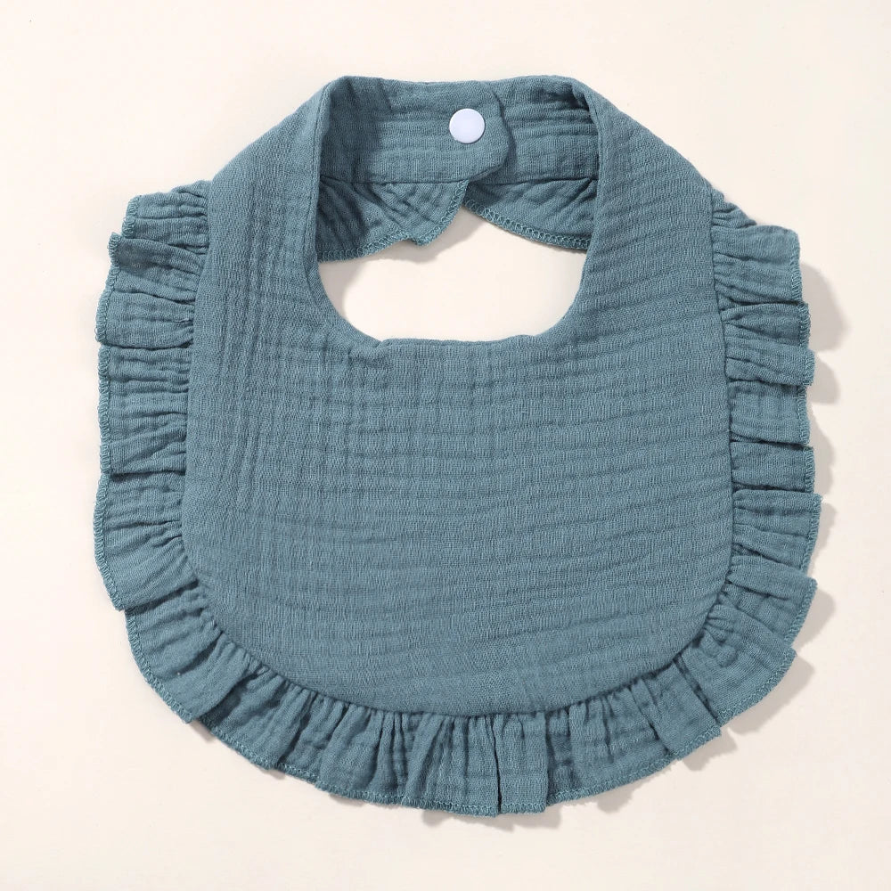 Newborn Baby Bibs & Burp Cloths | Solid Color Toddler Bandana Feeding Bibs, Ruffle Saliva Towel for Drool, Baby Accessories