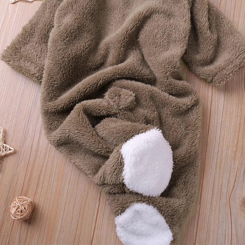 Humor Bear Autumn Cartoon Style Winter Long Sleeve Baby Romper