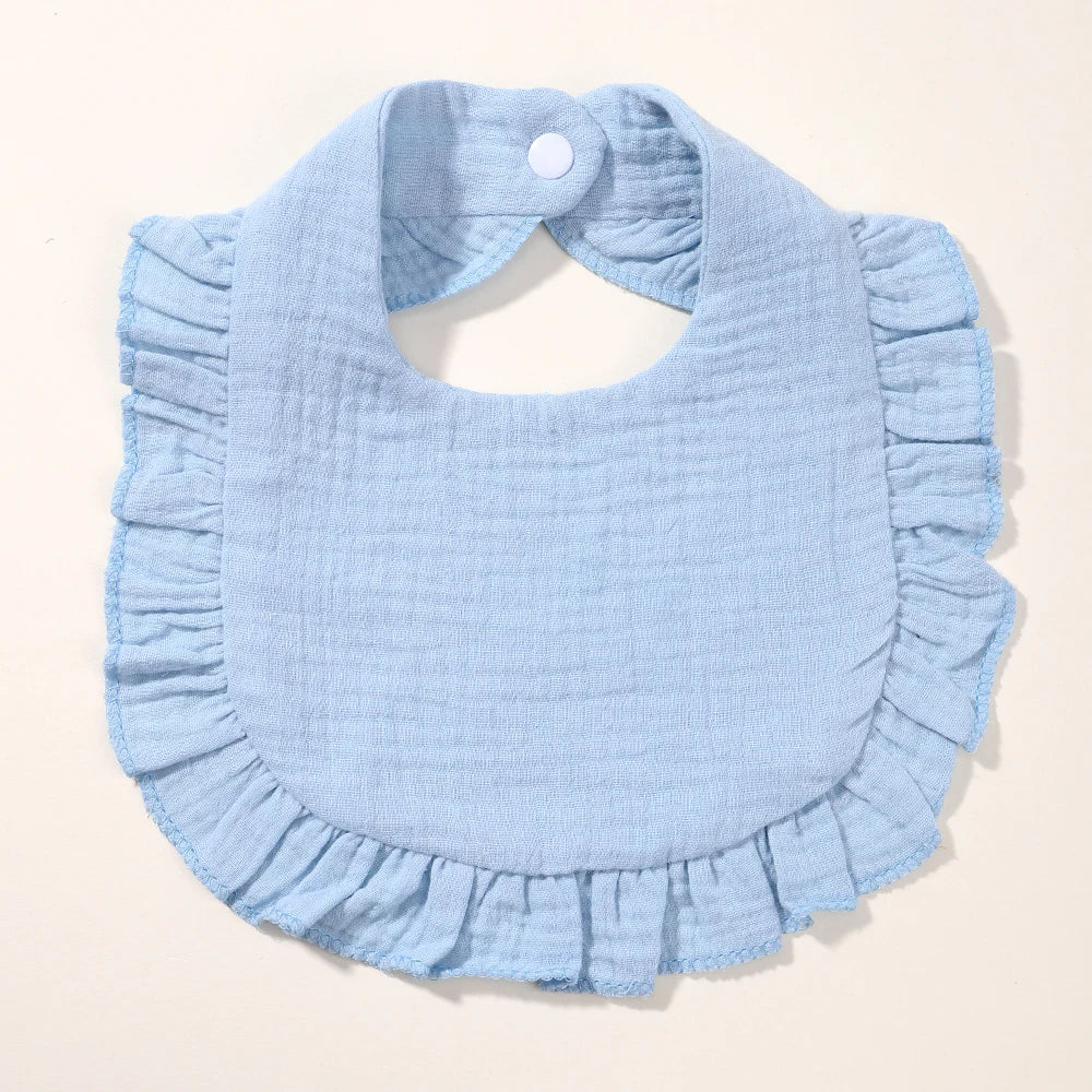 Newborn Baby Bibs & Burp Cloths | Solid Color Toddler Bandana Feeding Bibs, Ruffle Saliva Towel for Drool, Baby Accessories