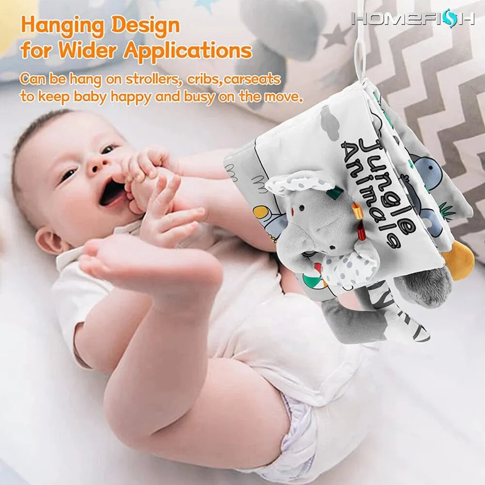 Soft 3D Baby Cloth Book – High Contrast Touch-and-Feel Montessori Sensory Toy for Infants and Toddlers