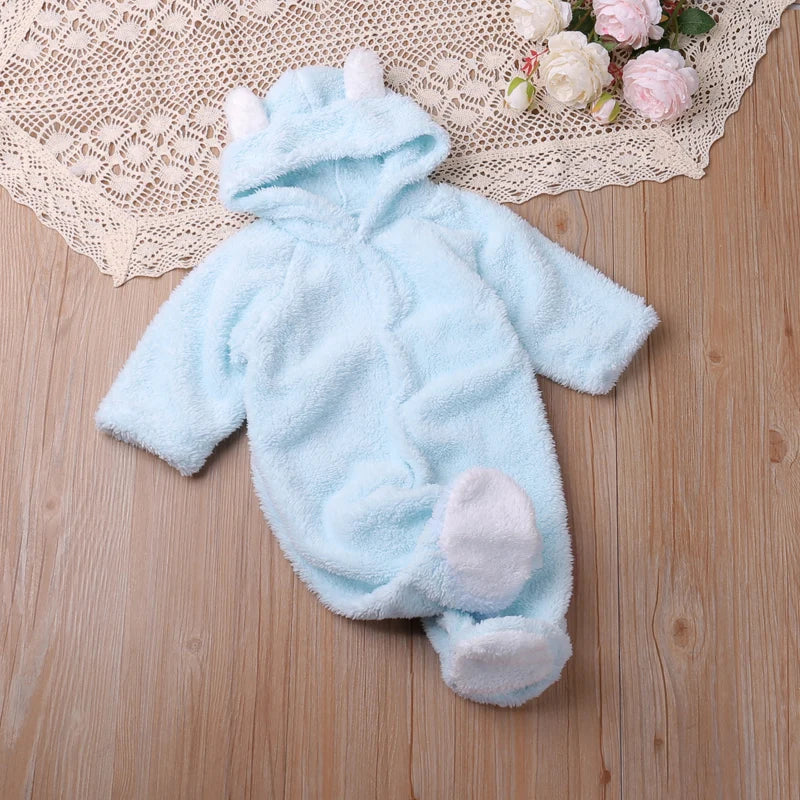 Humor Bear Autumn Cartoon Style Winter Long Sleeve Baby Romper