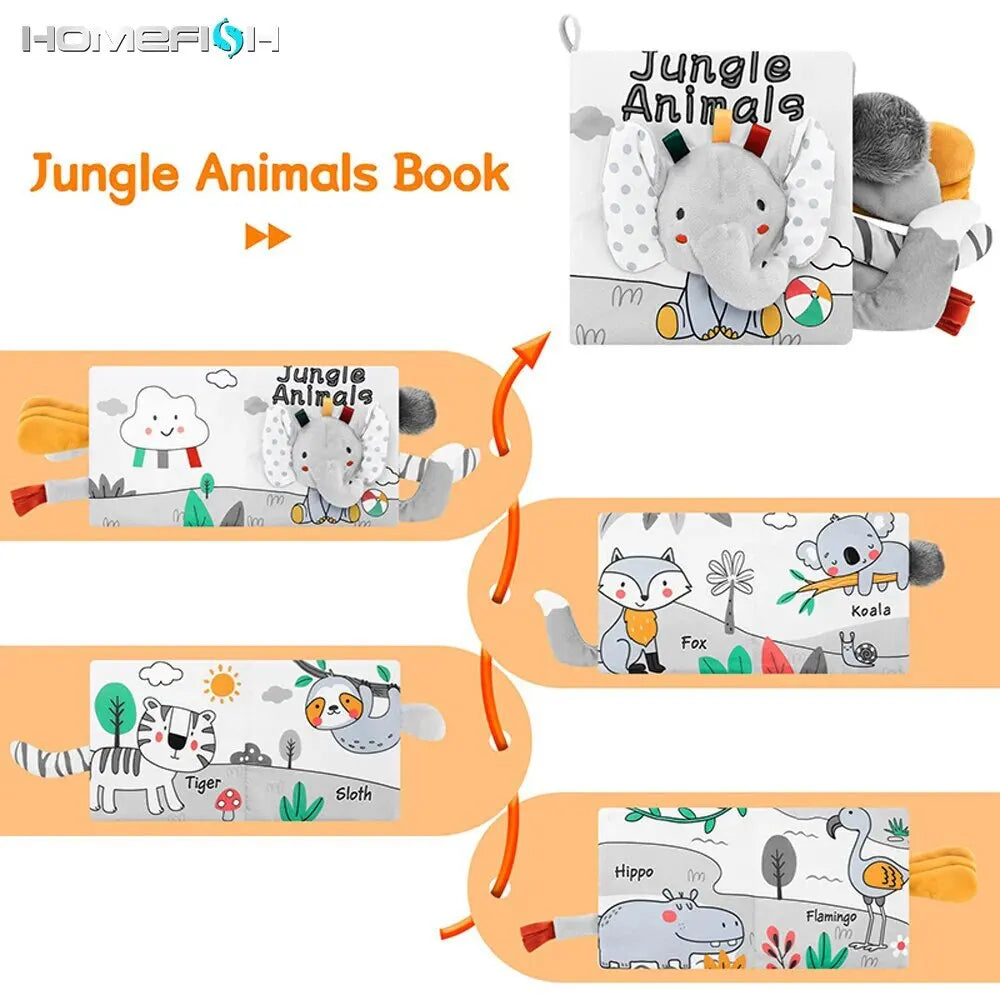 Soft 3D Baby Cloth Book – High Contrast Touch-and-Feel Montessori Sensory Toy for Infants and Toddlers