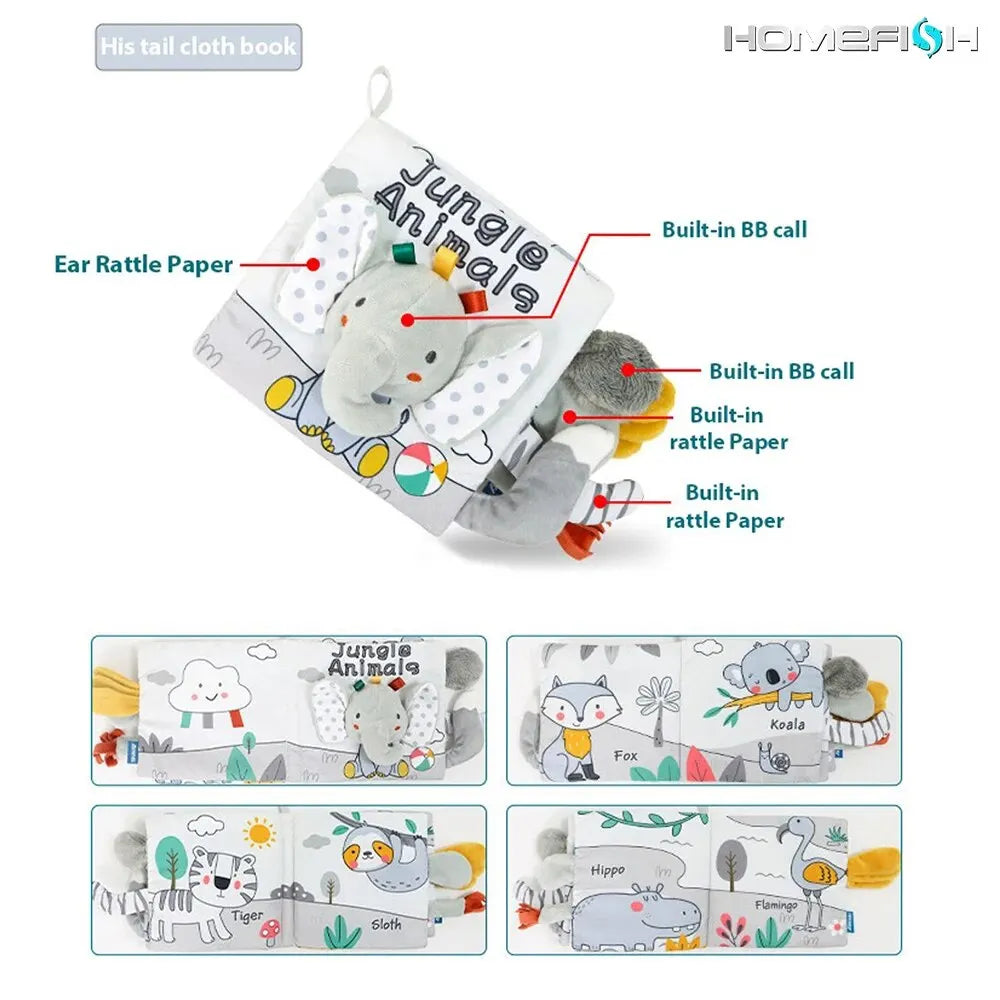 Soft 3D Baby Cloth Book – High Contrast Touch-and-Feel Montessori Sensory Toy for Infants and Toddlers