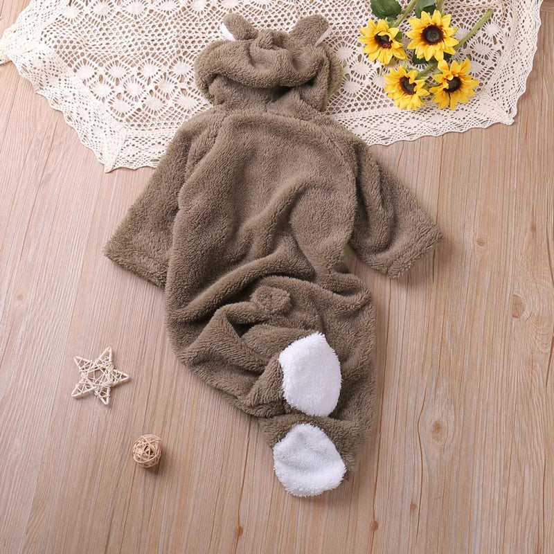 Humor Bear Autumn Cartoon Style Winter Long Sleeve Baby Romper