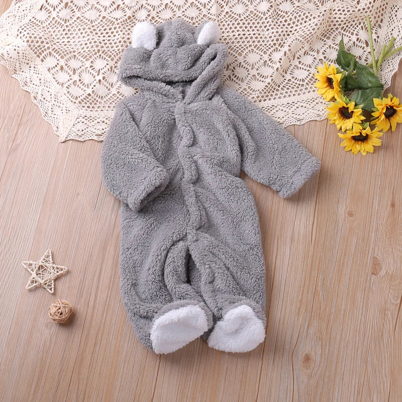 Humor Bear Autumn Cartoon Style Winter Long Sleeve Baby Romper