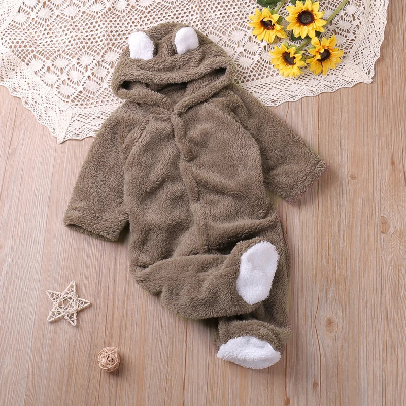 Humor Bear Autumn Cartoon Style Winter Long Sleeve Baby Romper