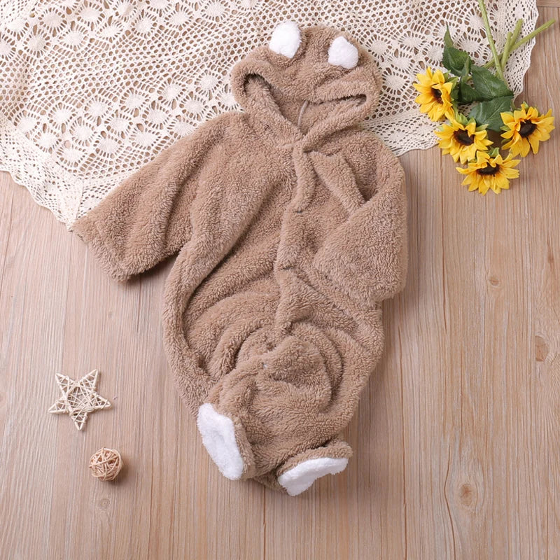 Humor Bear Autumn Cartoon Style Winter Long Sleeve Baby Romper