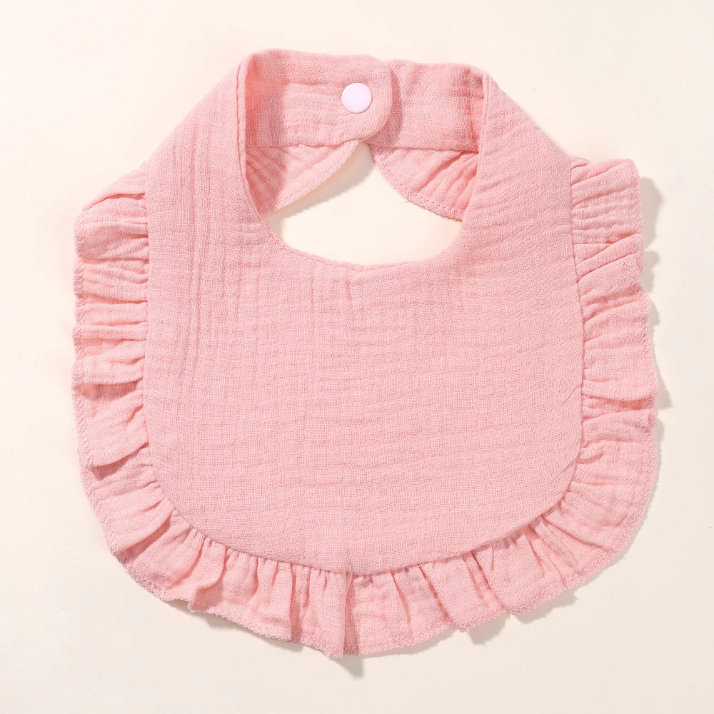 Newborn Baby Bibs & Burp Cloths | Solid Color Toddler Bandana Feeding Bibs, Ruffle Saliva Towel for Drool, Baby Accessories