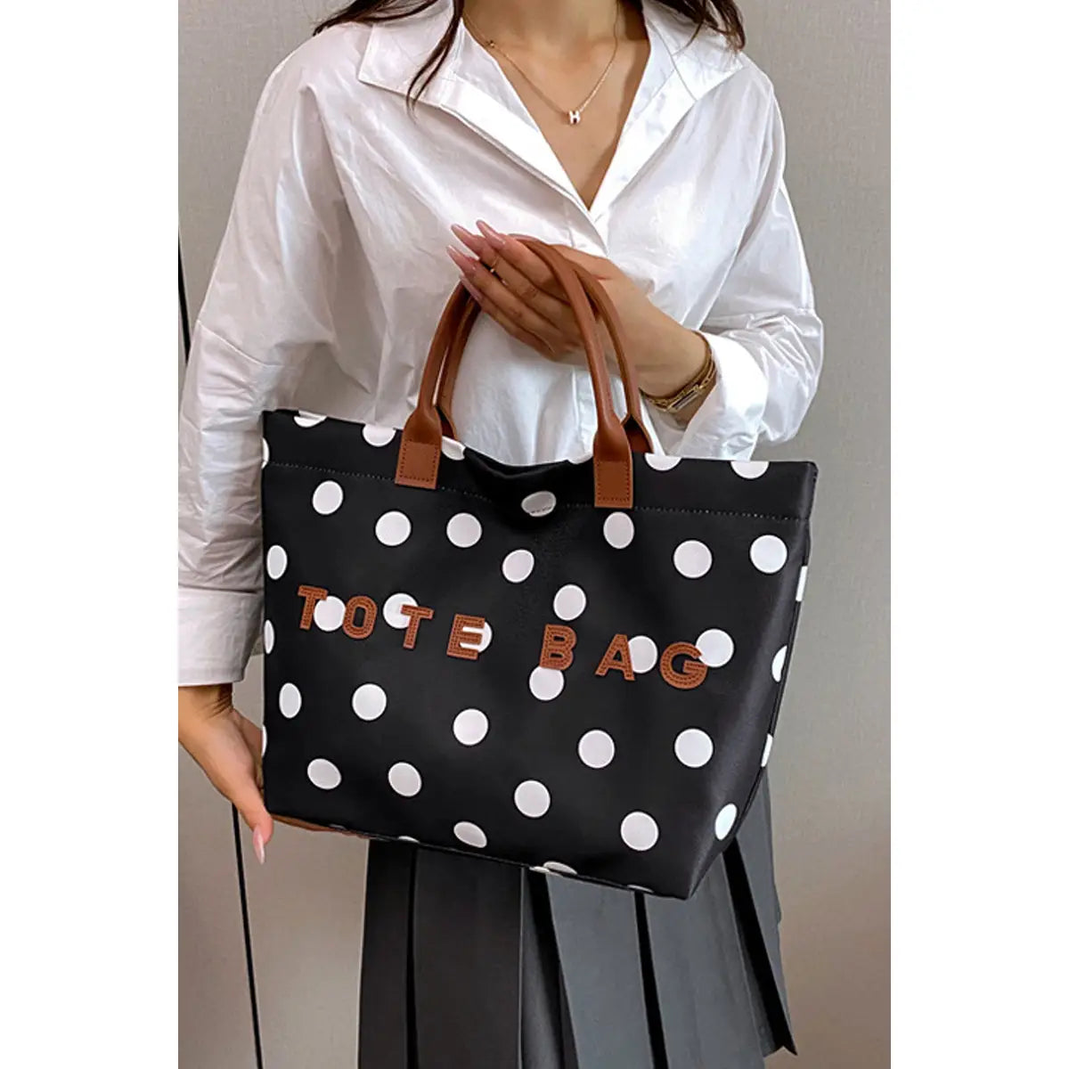 Polka Dot Oxford Tote Bag
