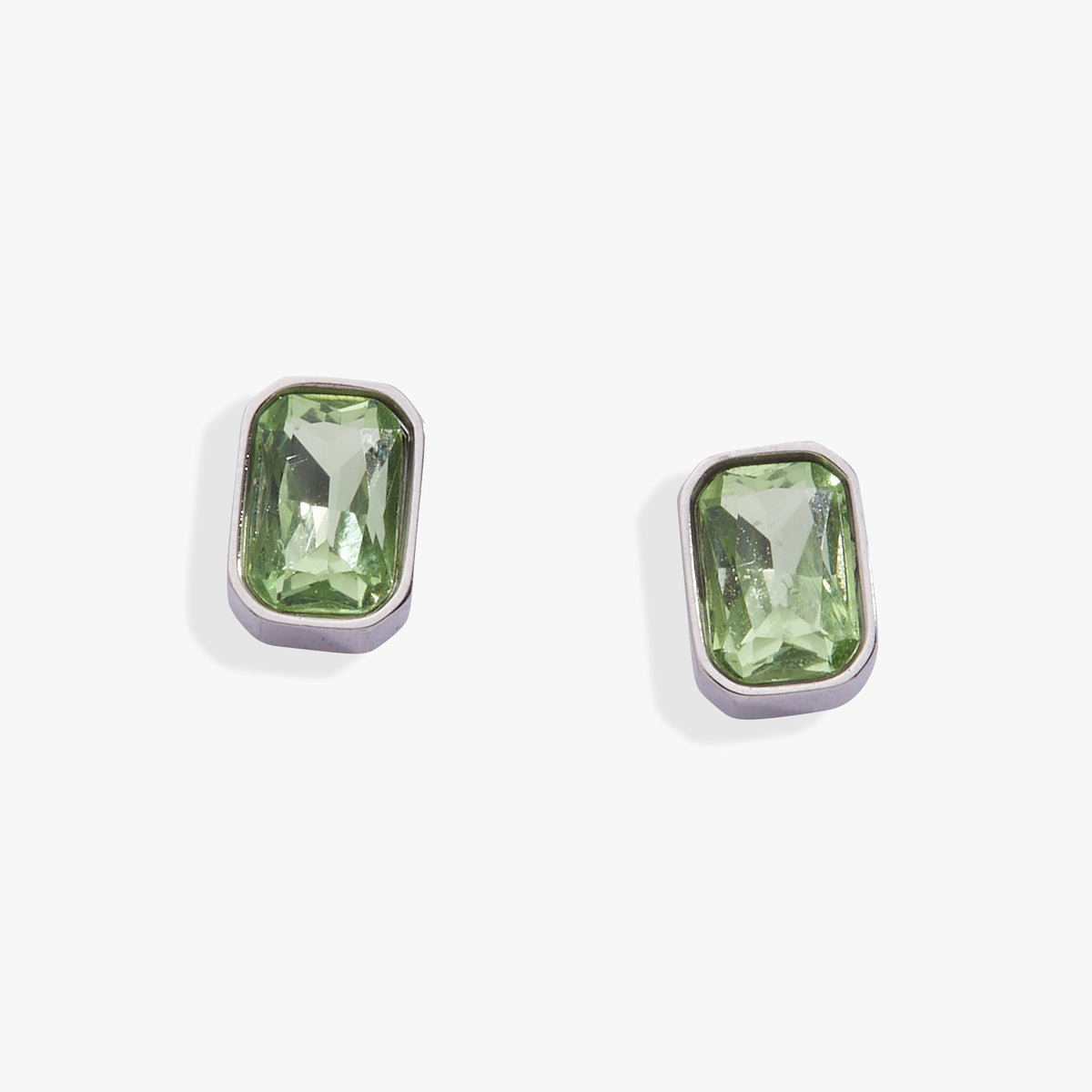 August Emerald-Cut Birthstone Stud Earrings