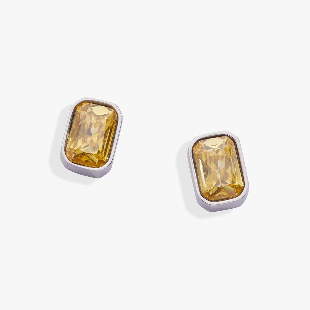November Emerald-Cut Birthstone Stud Earrings