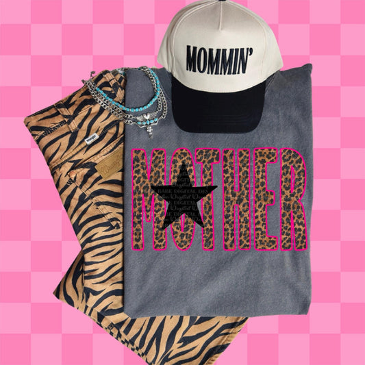 Mother Leopard Print Western Graphic Tee