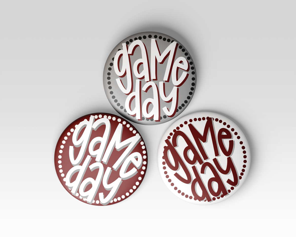 Polka Dot Game Day Button - Maroon